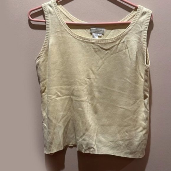 Coldwater Creek Yellow Sleeveless Knit Tank Top Sweater Vest Medium - Picture 1 of 3